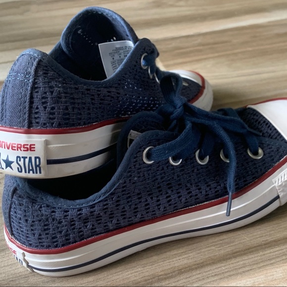 Converse All Star Navy Crochet Low Top Sneaker Size 6 - Picture 6 of 7
